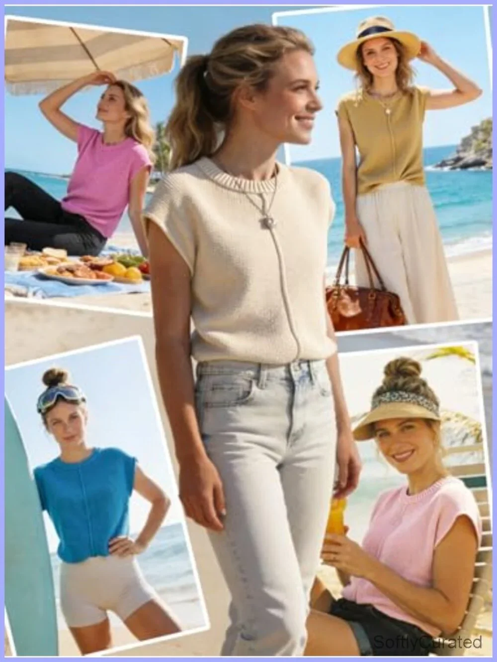 Crochet Crew Neck Cap Sleeve Sweater Vest Boho Western Trendy
